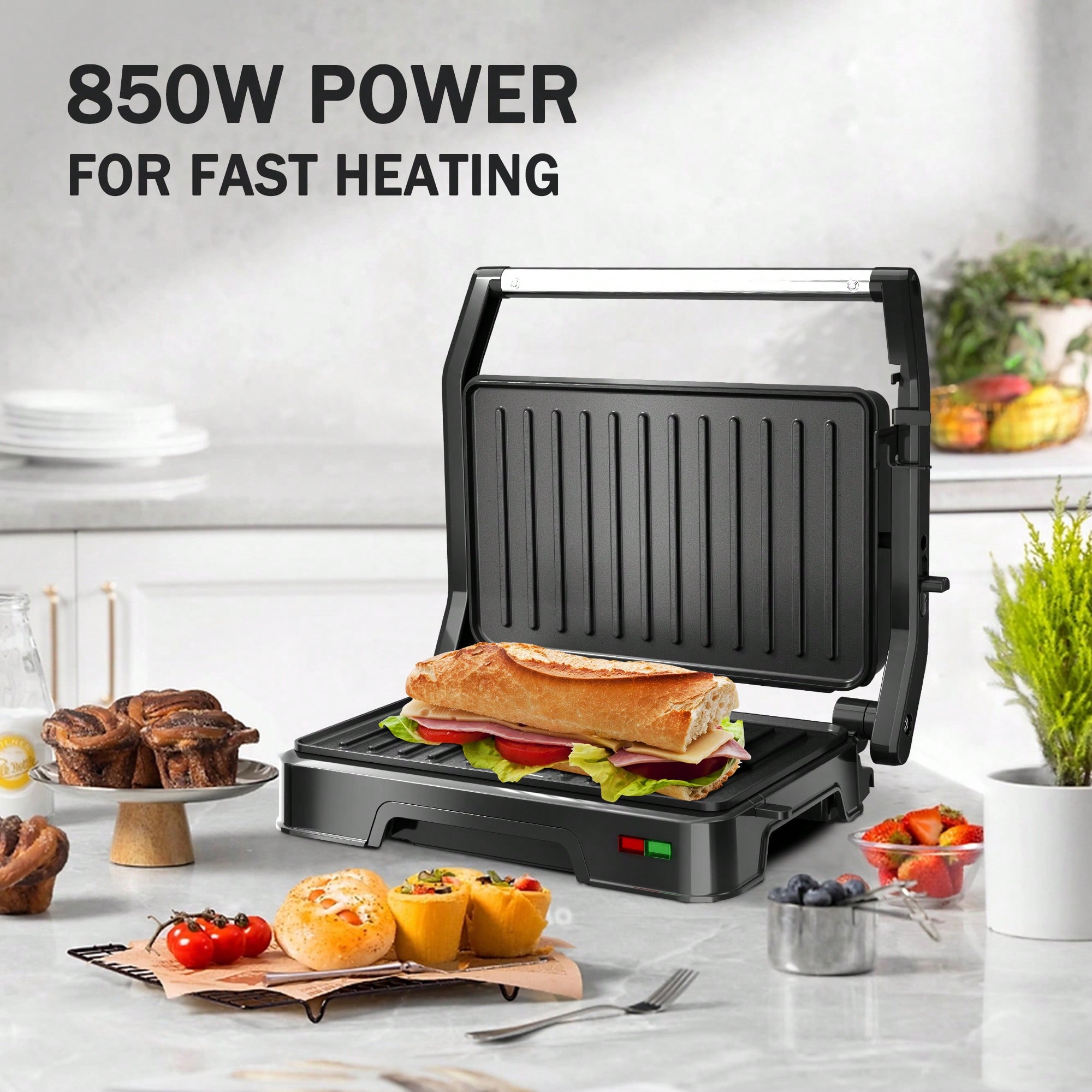Pressa per panini a 2 fette, 8 - Sandwich Press Grill recensione e prezzo